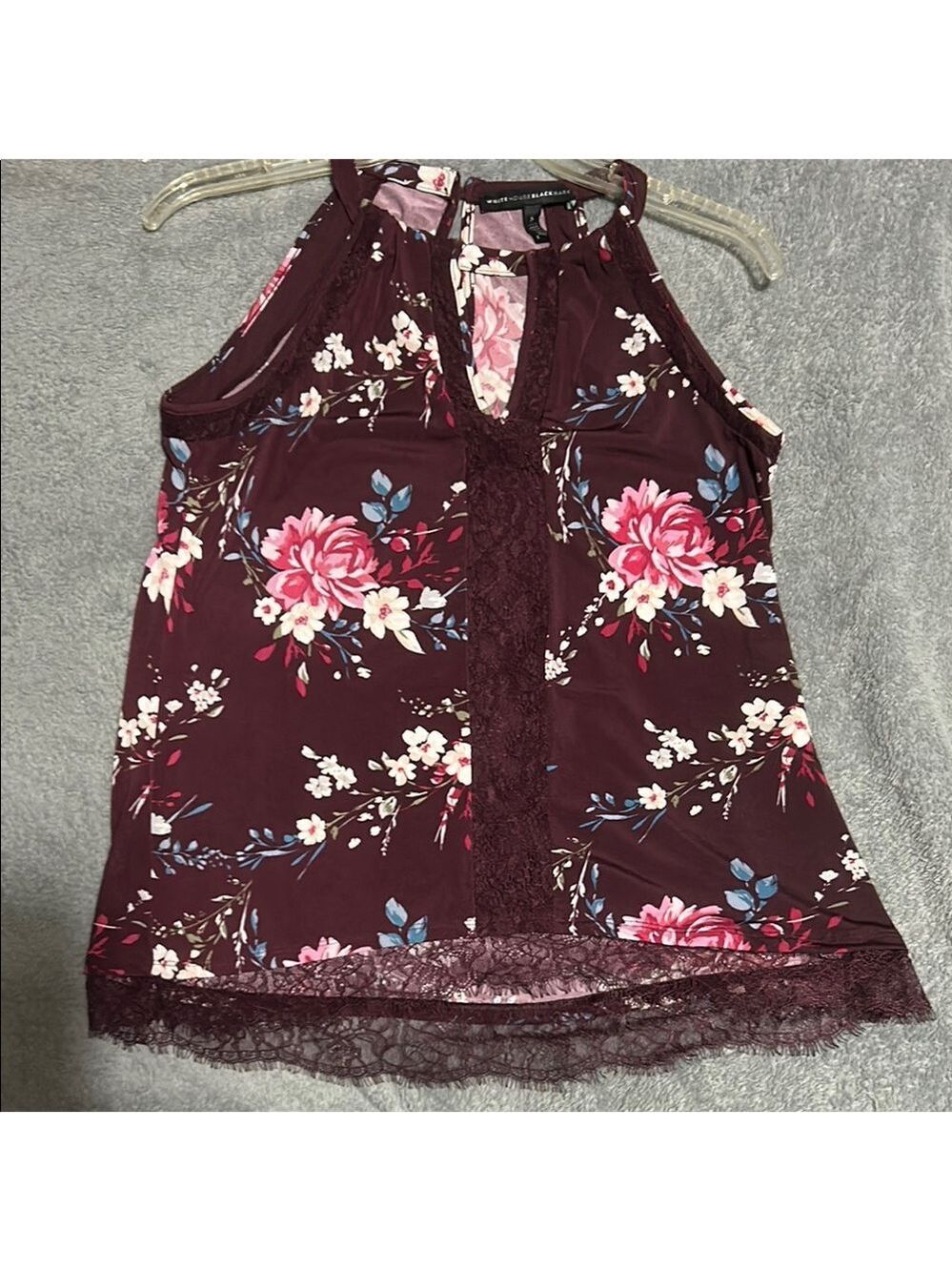 White House Black Market Pink Cut Out Blouse